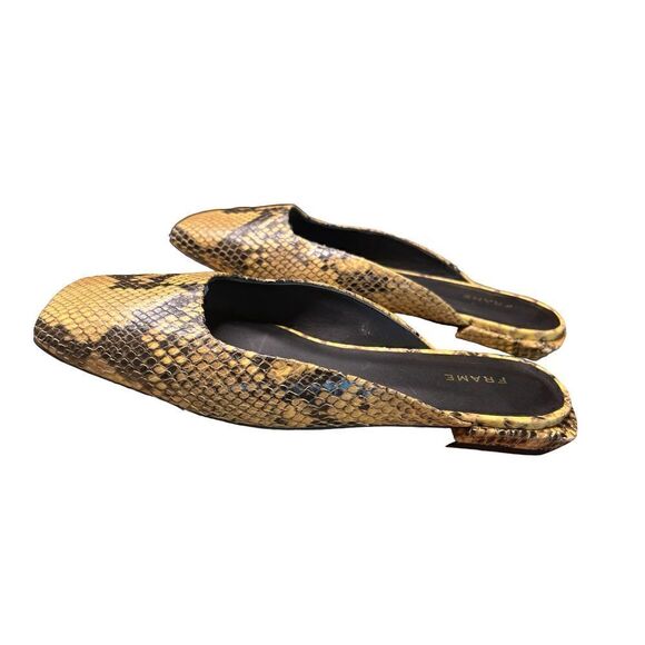 Frame Snakeskin Embossed Flat Slide Leather Mule NWOB Size 37 1/2/ 7 1/2 - Picture 4 of 7